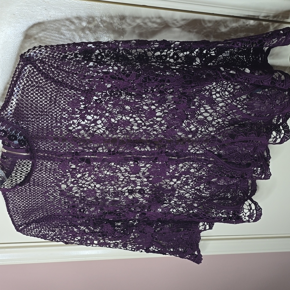 Bold Elements Dark Purple See Through High Neck L… - image 2